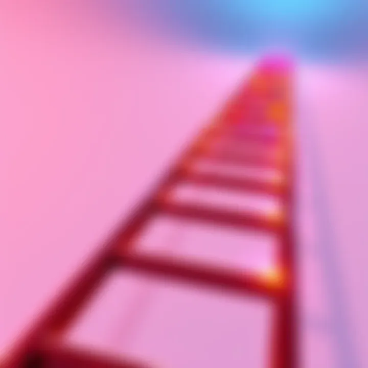 A visual representation of a ladder with various challenge symbols on each rung, illustrating the journey to success in completing challenges.