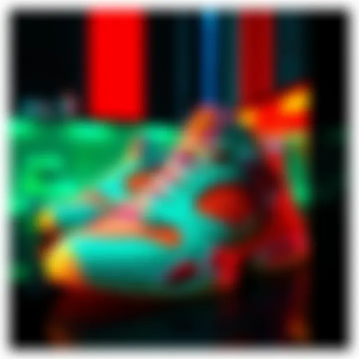 A pair of Chance Color 8 sneakers in a stylish display, showcasing their vibrant and unique color