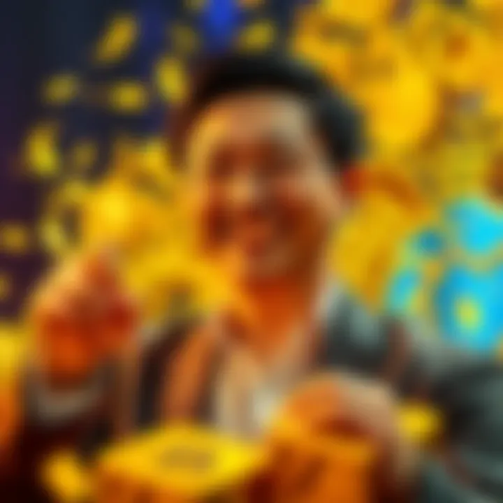 Changpeng Zhao Celebrating Wealth Changpeng Zhao, known as CZ, smiling and celebrating his wealth as he surpasses Bill Gates with a net worth of 110 billion dollars.