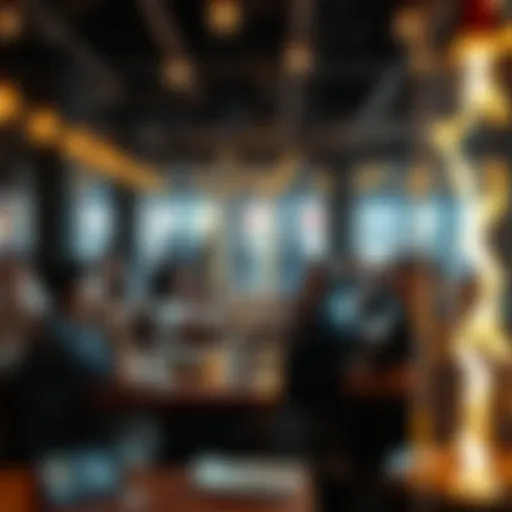People struggling to enjoy meals in a busy restaurant with loud noises and distractions