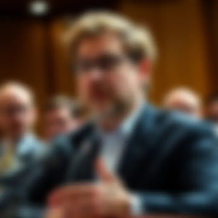 Charles Hoskinson speaking at a press conference about Cardano treasury claims