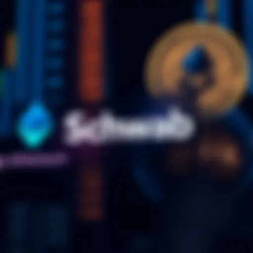 Charles Schwab logo with Bitcoin and Ethereum symbols in the background, representing new trading options for clients