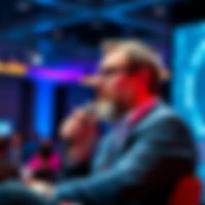 Charles Hoskinson presenting his vision for blockchain technology at a tech conference