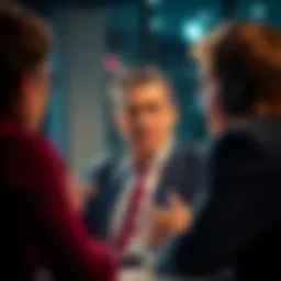 Charles speaking at a press conference, appearing critical while addressing competition