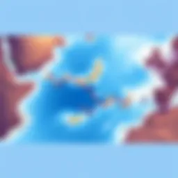 Detailed navigation charts highlighting key routes and features in the Strait Hormuz.