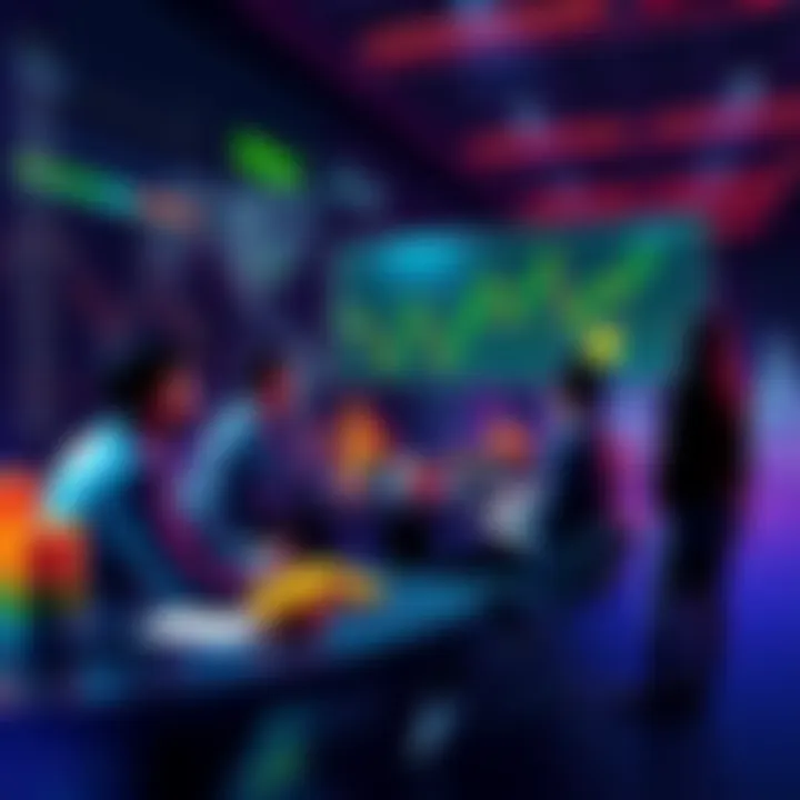 A visual representation of Chat GPT discussing cryptocurrency investment with a focus on HBAR, featuring graphs and currency symbols.