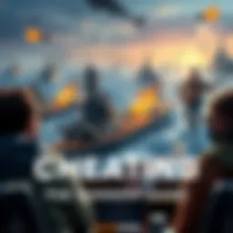 Players in a warship game express worries over cheating as some achieve unrealistic scores, with ships and battle scenes in the background.