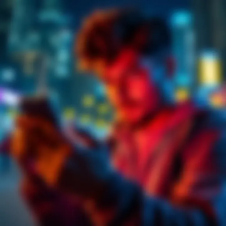 Person looking at a smartphone showing Dogecoin price at night