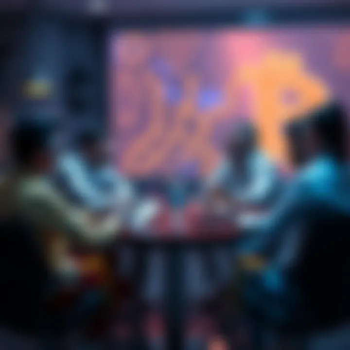 People discussing cryptocurrency trends at a roundtable