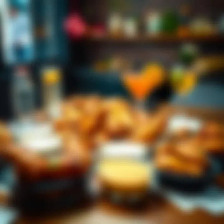 A table full of various flavors of chicken wings with dips and drinks ready for a casual gathering