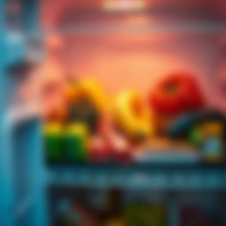 Close-up of food items stored in a refrigerator, showcasing proper cold storage practices