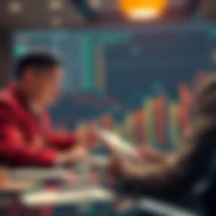 Chinese financial officials discussing liquidity measures with charts and graphs in the background