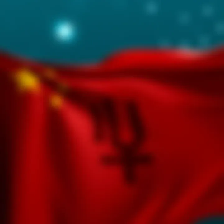 A graphic showing the Chinese flag with a crossed-out Yuan symbol, symbolizing the ban on Yuan stablecoins in the cryptocurrency market.