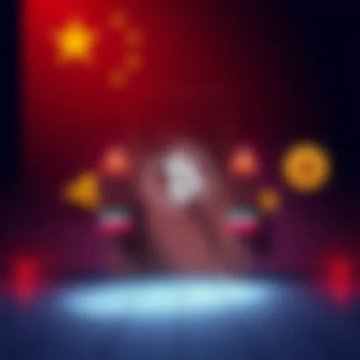 A visual representation of China's repeated bans on cryptocurrency, showing a closed door with a cryptocurrency symbol and warning signs.