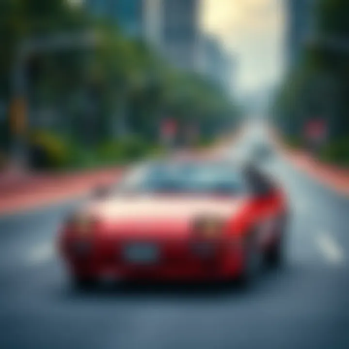 Chinese AE86 on the road A Chinese AE86 sports car being test driven on a public road, showcasing its sleek design and vibrant color.