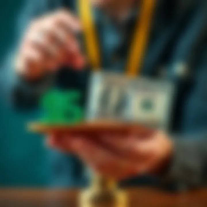 A person weighing options with Atlasbucks on one side and a $5 bill on the other