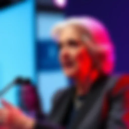 Christine Lagarde discussing cryptocurrency regulations and Monero bans at a conference