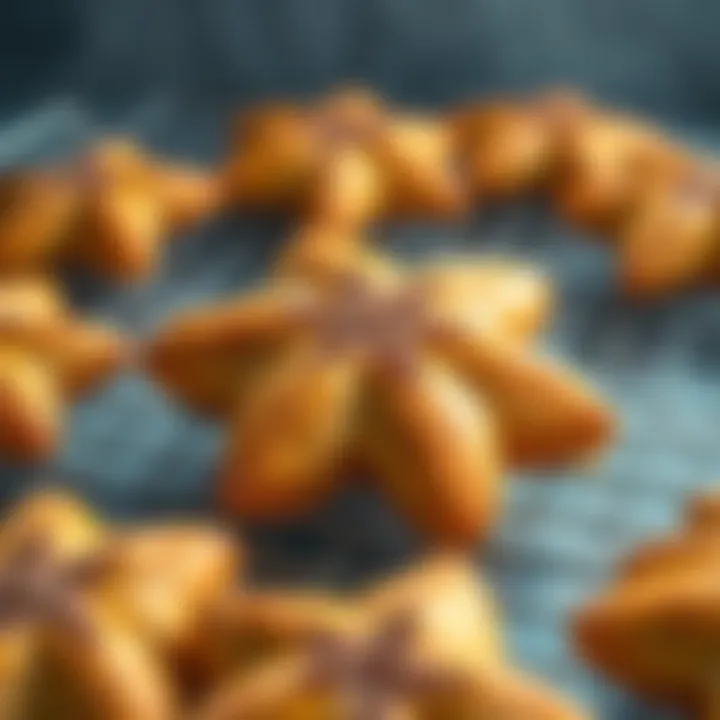 Freshly baked Cinnamon Star Bread on a cooling rack, golden brown with star shape, and cinnamon sugar topping