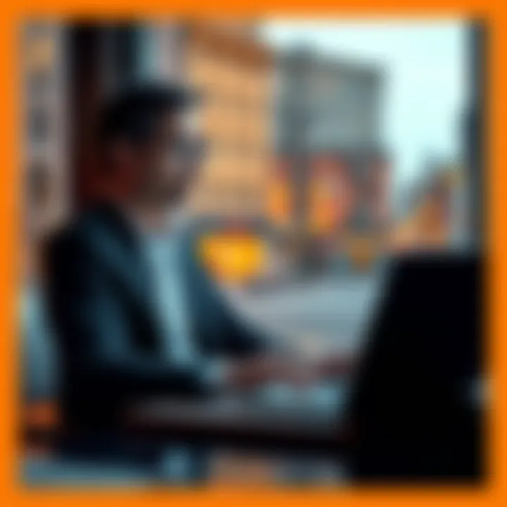 A professional sitting at a desk with a laptop, looking concerned about cryptocurrency adoption in banks.