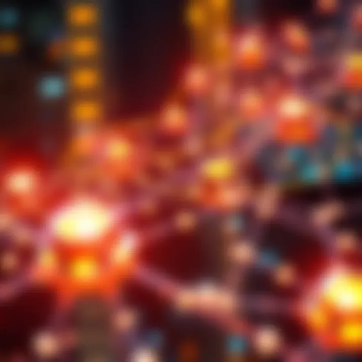 A digital representation of a blockchain network showcasing multiple interconnected nodes, emphasizing public infrastructure and utility
