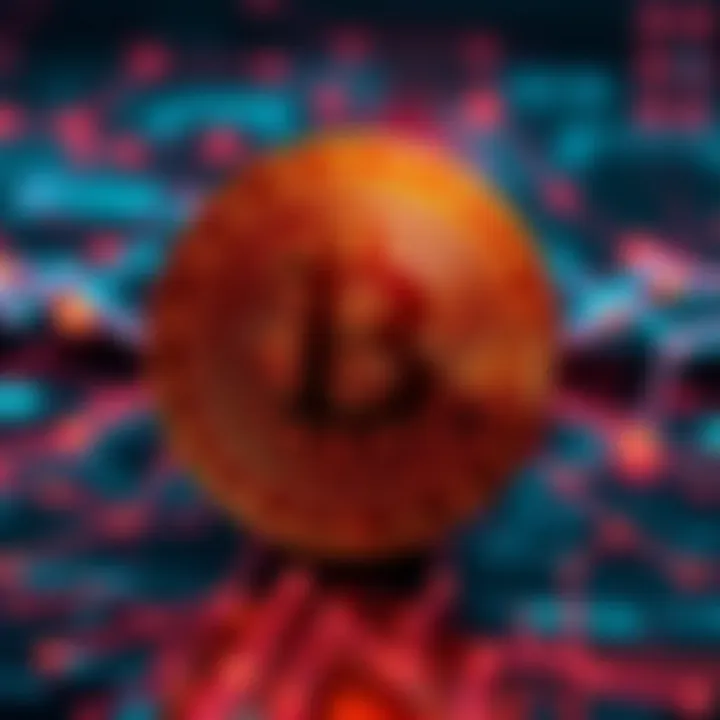 Visualization of CKB cryptocurrency symbol with quantum computing elements in the background