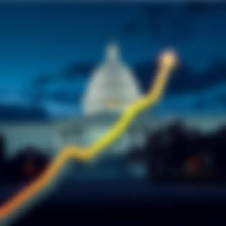 Graphic showing a government building with a rising arrow, symbolizing the advancement of the Clarity Act in the US.