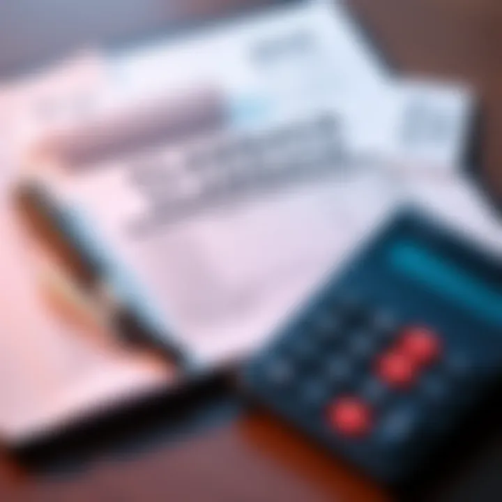 Illustration depicting tax documents and a calculator, symbolizing the complexities of clawback payments and tax reporting.