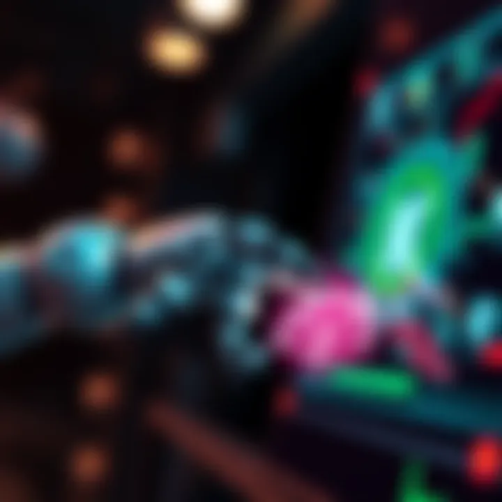 A robotic arm connecting to a digital wallet interface with the Kaspa logo visible, symbolizing automation and finance.