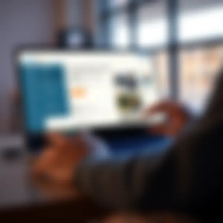 A client easily editing website content through a user-friendly CMS on a laptop, showcasing a simple interface.