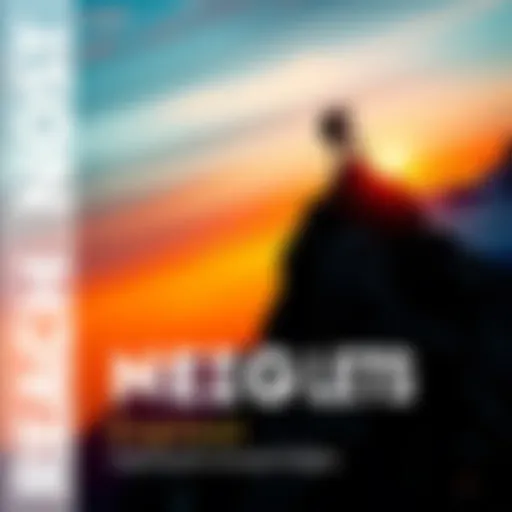 A climber reaching the top of a mountain, symbolizing achievement and personal growth, with a colorful sunset in the background