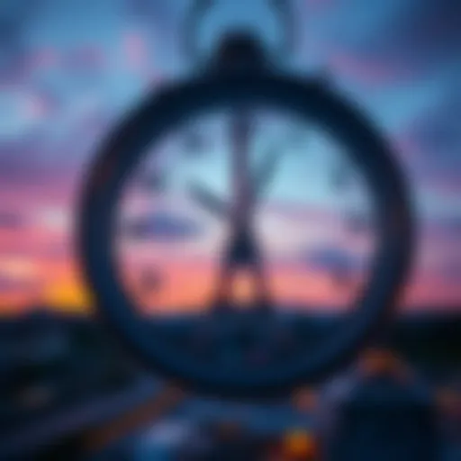 A wall clock showing the time 19h15 with a backdrop of the Eiffel Tower in Paris at dusk