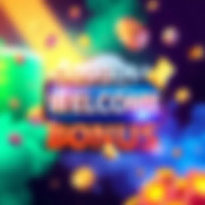 A vibrant graphic showcasing Cloudbet's WELCOME bonus with exciting betting elements, highlighting a quick and easy gaming experience.