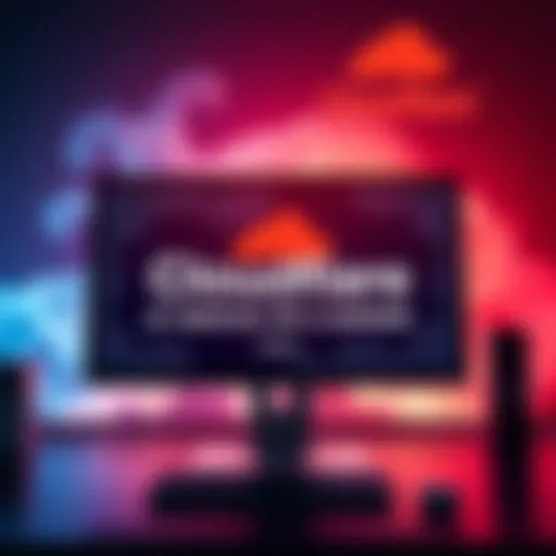 A graphic showing a computer screen displaying an error message related to Cloudflare on a website