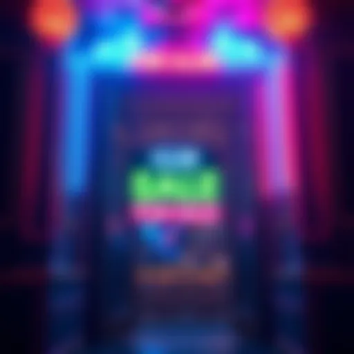 A bright sign reading 'Club For Sale' in front of a lively club entrance, inviting potential buyers to inquire.