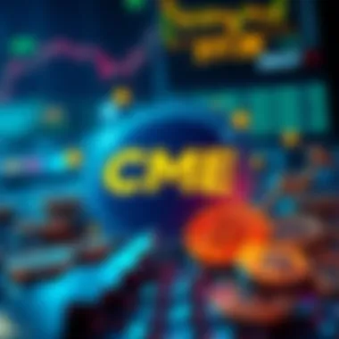 CME Group logo with cryptocurrency symbols around it, indicating 24/7 trading launch
