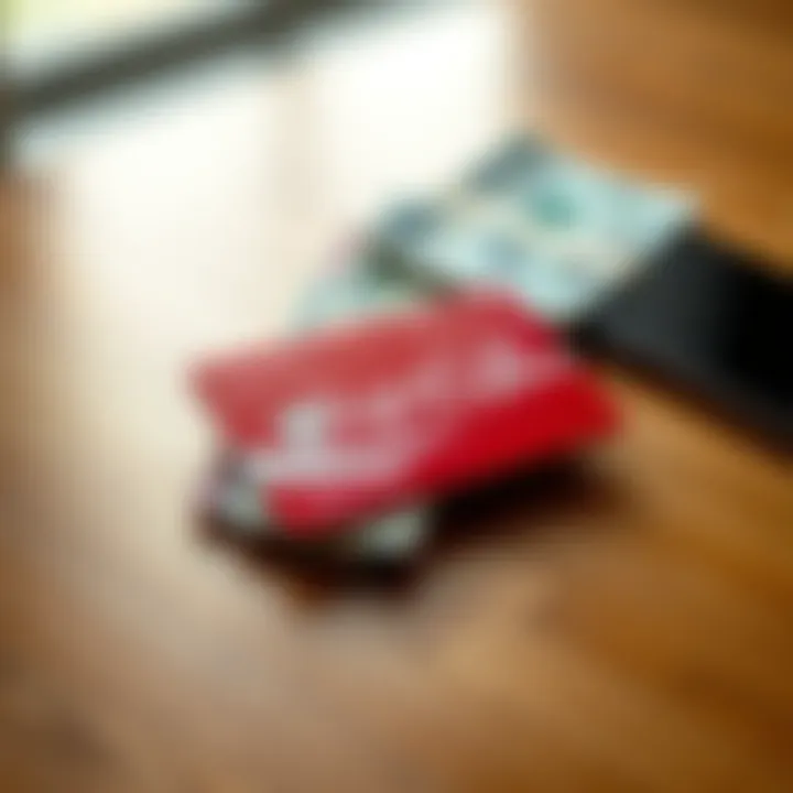 A Coca card placed on a wooden table with cash and a smartphone nearby, representing online payments and cash withdrawals.