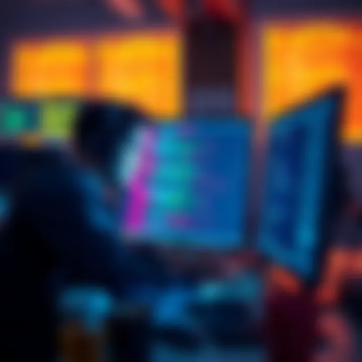 Coder cracking brainwallets A coder at a computer screen displaying code while exploring legacy P2PKH brainwallets with password trends and custom wordlists.