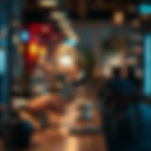 A person buying coffee using digital currency in a cafe setting