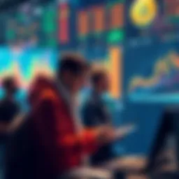 People analyzing cryptocurrency charts and graphs showing a surge in coin purchases