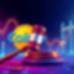 Illustration of Coinbase logo with a gavel representing the CLARITY Act, indicating new regulations on stablecoin yields.