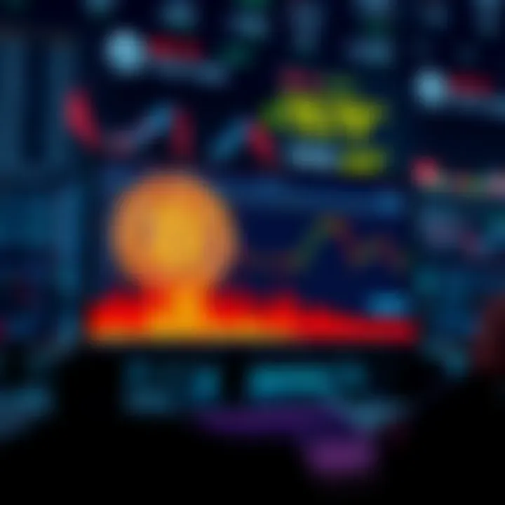 A computer screen displaying a cryptocurrency trading platform with unexpected price fluctuations and excited traders.
