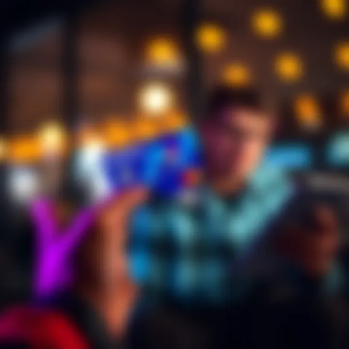 A person holding a Coinbase 1 card while looking at their phone, showing financial transactions on the screen.