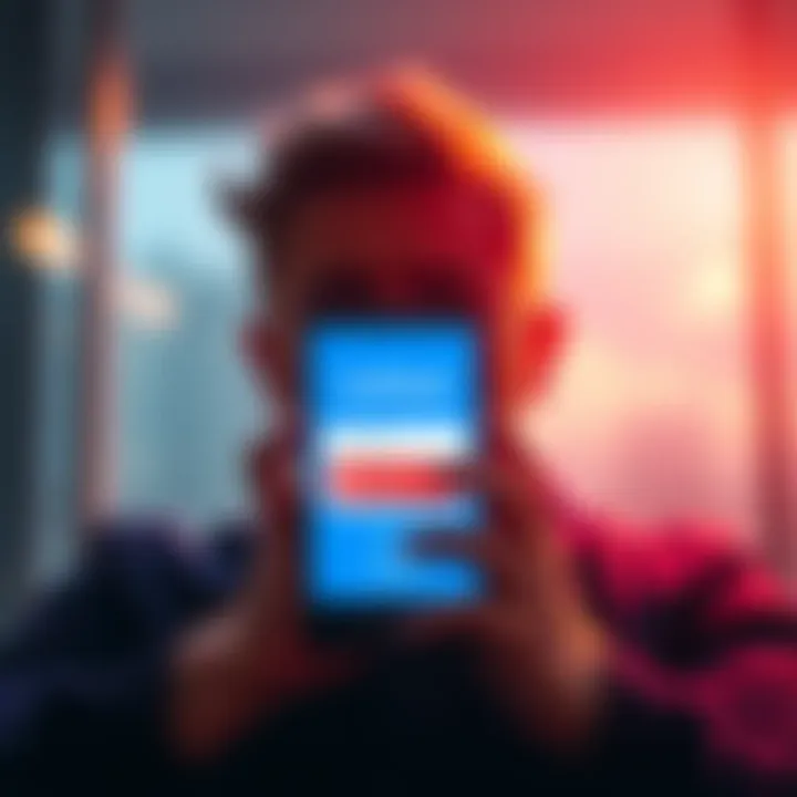 A person looks worried while holding a smartphone displaying a Coinbase login page with an error message.