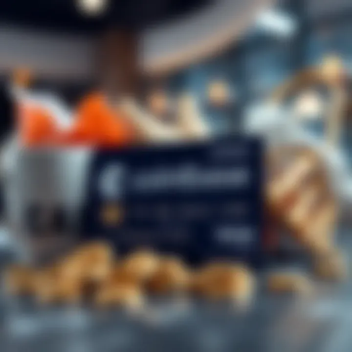 A Coinbase Card on a table next to shopping items like a coffee cup and groceries, illustrating the concept of crypto purchases being taxable.