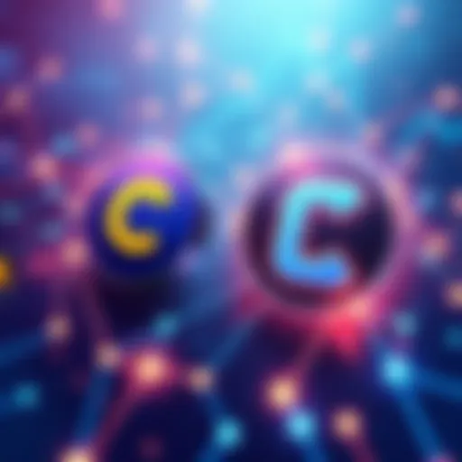 Illustration of Coinbase logo and Chainlink logo connected with digital lines representing tokenized stocks and blockchain technology