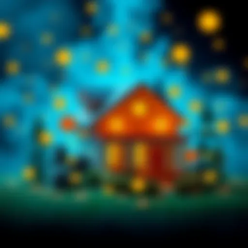 Coinbase crypto-backed home loans A visual representation of Coinbase's new service featuring a house with cryptocurrency symbols around it, highlighting the concept of crypto-backed home loans