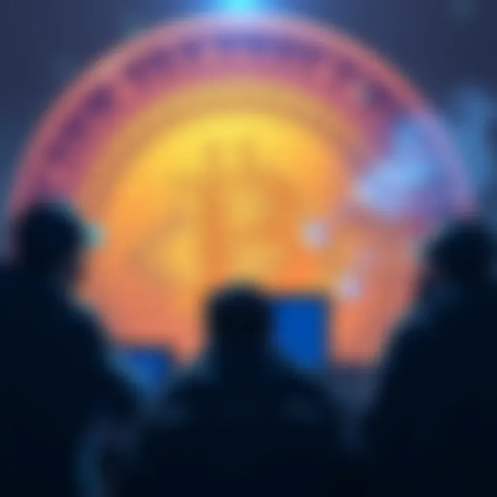 A visual representation of Coinbase layoffs affecting workers with a Bitcoin logo in the background.