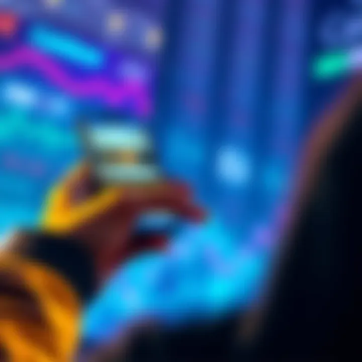 A person using a smartphone to check cryptocurrency prices on the Coinbase app, discussing the features of recurring buys, with ETH logo visible.