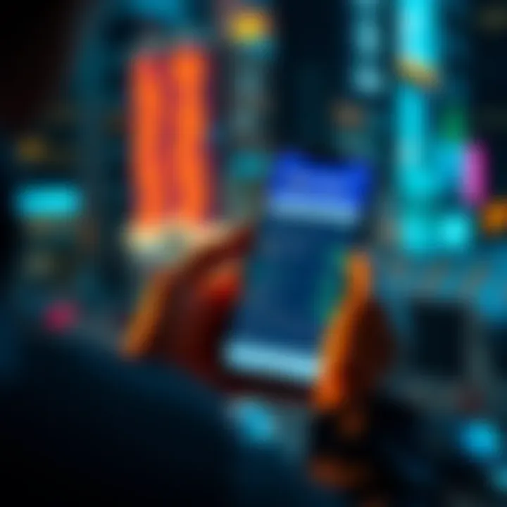 CoinBase Stock Trading Feature A person using a smartphone displaying the CoinBase app with stock trading options visible on the screen.