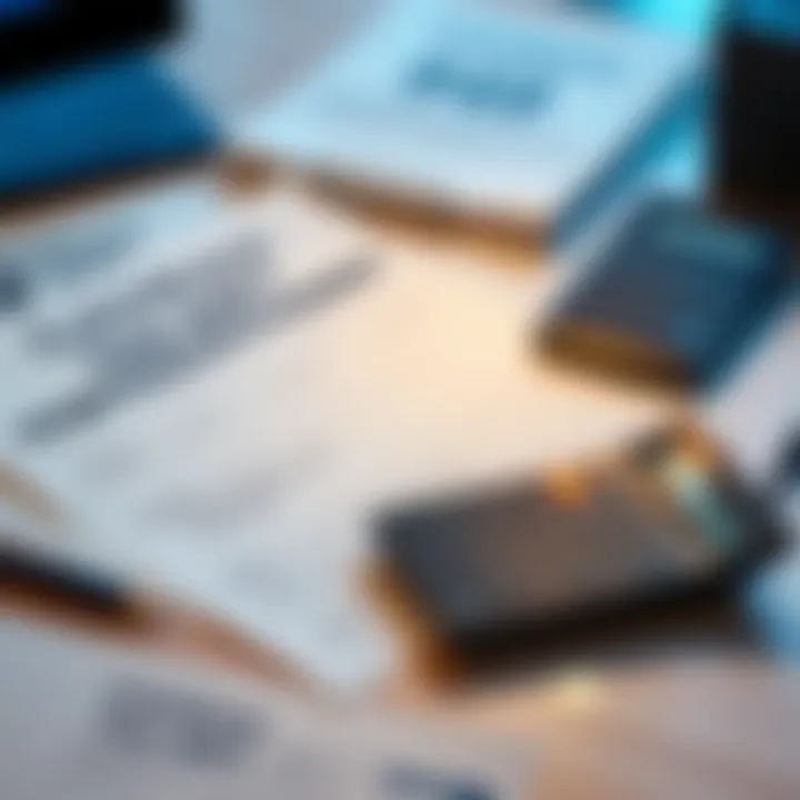 A desk with open Coinbase 8949 tax forms and a calculator, showing financial tracking for cryptocurrency transactions